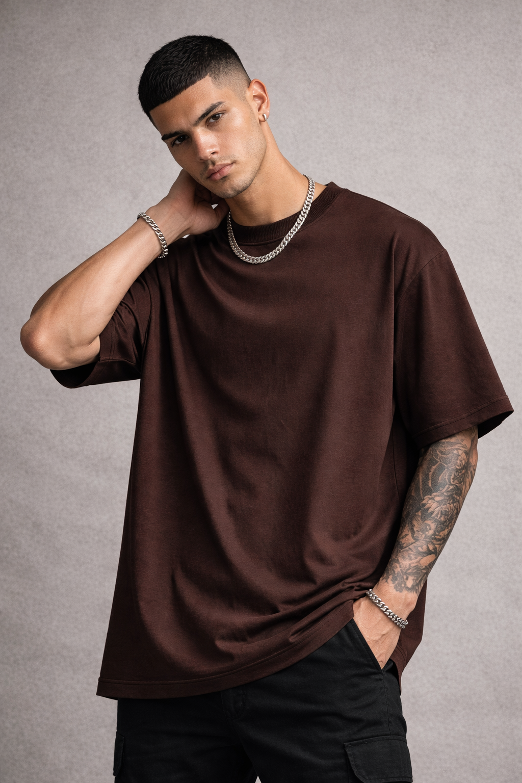 RELIVVE Chocolate Brown Oversized T-Shirt  240 GSM Premium Cotton | Heavyweight Streetwear