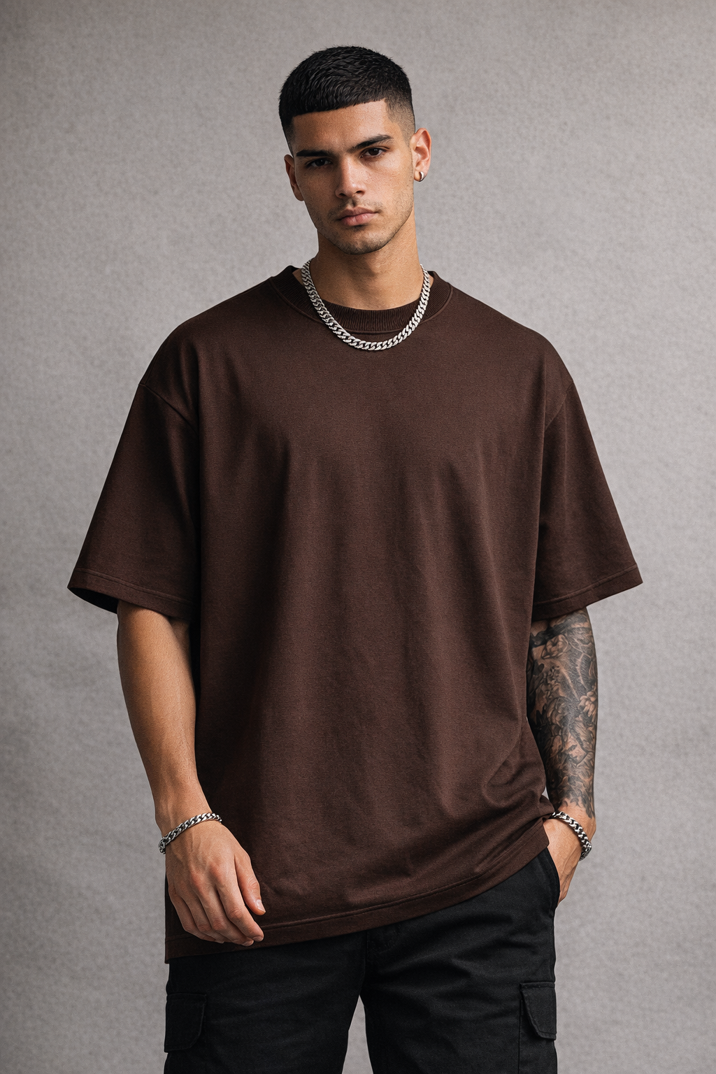 RELIVVE Chocolate Brown Oversized T-Shirt  240 GSM Premium Cotton | Heavyweight Streetwear